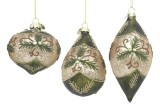 Set 6 globuri brad Craciun sticla multicolora Foliage 7x7x11h; 8x8x9,2h; 6,5x6,5x13,5h