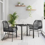 vidaXL Set de masă pentru grădină 3 pcs Negru poliratan 3380869