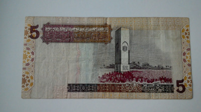 BANCNOTA LIBIA 5 DINARI 2004 foto