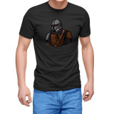 Tricou personalizat barbat &quot;THE MANDALORIAN&quot;, Negru, Bumbac, Marime XL