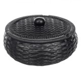 Scrumiera Ciment Rotunda Neagra cu Capac, 11x5cm, Ceramica, Antiderapanta, Interior/Exterior