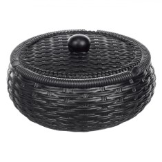 Scrumieră Ciment, Rotundă, Cu Capac, Negru, 11x5cm