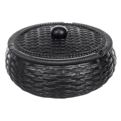 Scrumieră Ciment, Rotundă, Cu Capac, Negru, 11x5cm foto
