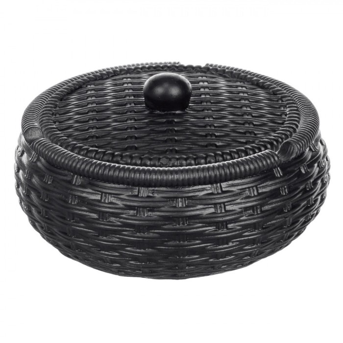 Scrumieră Ciment, Rotundă, Cu Capac, Negru, 11x5cm
