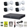 Kit supraveghere complet Dahua 4 camere Starlight 5MP IR 30m Lentila 2.8mm, DVR 4 canale 4K-N/5MP WizSense, HDD 1TB, Accesorii montaj + Autocolant Rov