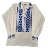 Cumpara ieftin Camasa Tip Ie Barbateasca Alba cu Motiv Geometric Albastru - CTI12