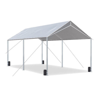 Carport pavilion auto, 3 x 6 x 2.5 m, cadru otel, copertina din polietilena, impermeabil, 180g/mp, gri foto