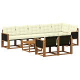 vidaXL Set de canapele de exterior cu pernă 9 pcs Natural și Crem 3382038