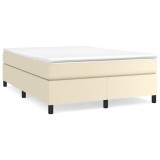 Cumpara ieftin Pat box spring cu saltea, crem, 140x190 cm, piele ecologica
