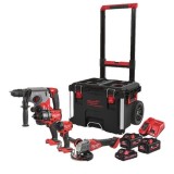 Kit scule profesional Milwaukee M18 FUEL, 4 scule, 3 acumulatori, PACKOUT