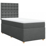 Cumpara ieftin Pat box spring cu saltea, gri inchis, 80x200 cm, textil