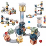 Set piese magnetice de constructie, flippy, cu tobogane si bile, 41 piese, multicolor