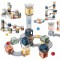 Set piese magnetice de constructie, flippy, cu tobogane si bile, 41 piese, multicolor