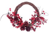 Coronita decorativa de Craciun MagicHome din nuiele si cetina, 37x32x11 cm