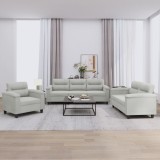 VidaXL Set de canapele cu perne, 3 piese, gri deschis, microfibră