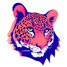 Sticker decorativ, Leopard, Roz, 69 cm, 8401ST foto