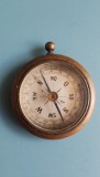 Busolă antică de buzunar din alamă, perfect funcțională (cca. 1890-1920