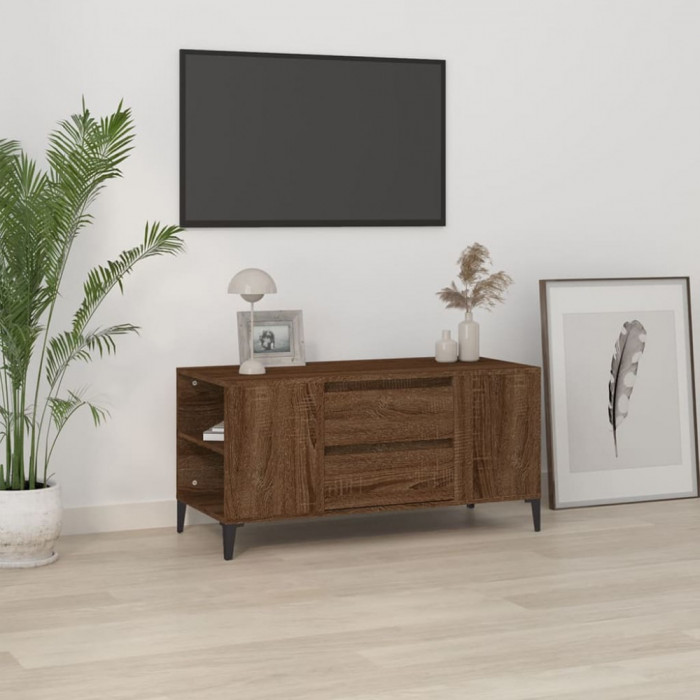 Comoda TV, stejar maro, 102x44,5x50 cm, lemn prelucrat GartenMobel Dekor