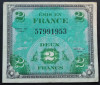 Bancnota istorica 2 FRANCI / FRANCS - FRANTA, anul 1944 * cod 36 = OCUPATIE