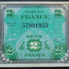 Bancnota istorica 2 FRANCI / FRANCS - FRANTA, anul 1944 * cod 36 = OCUPATIE