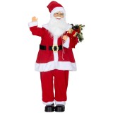 HOMCOM Figurină Moș Crăciun &icirc;n picioare, comandă vocală, lumini LED sclipitoare, brațe pliabile, 120 cm, roșu | Aosom Romania