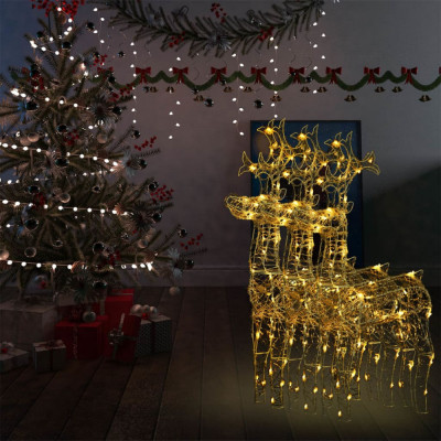 vidaXL Decorațiuni reni de Crăciun, 3 buc., 60x16x100 cm, acril foto