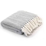 Patura decorativa model spic, bumbac, 160 x 210 cm, gri