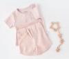 Set tricou cu pantaloni scurti - 100% bumbac organic - Roz, BabyCosy (Marime: 18-24 Luni)