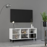VidaXL Comodă TV cu picioare metalice, alb, 103,5x30x50 cm