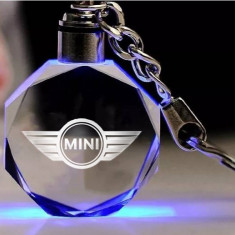 Breloc auto din cristal cu LED - Logo MINI COOPER