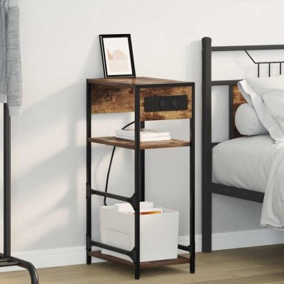 vidaXL Dulap de noapte Stejar afumat 40 x 27 x 76 cm Lemn compozit foto