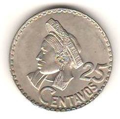 SV * Guatemala 25 CENTAVOS 1970 UNC foto