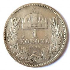 UNGARIA 1 COROANA 1894 CORONA KORONA ARGINT VF+