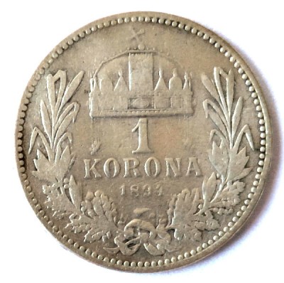 UNGARIA 1 COROANA 1894 CORONA KORONA ARGINT VF+ foto