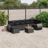 vidaXL Set mobilier de grădină cu perne, 8 piese, negru, poliratan 3257441