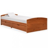 Gossi cadru de pat cu 2 sertare, maro miere, 90x200 cm lemn masiv pin