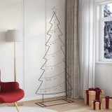 vidaXL Pom de Crăciun din metal cu suport Negru 210 cm Oțel 42019191