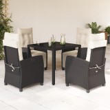 vidaXL Set mobilier de grădină cu perne, 5 piese, negru, poliratan 3212883