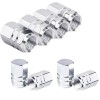 Set 8 Capace Hexagonale pentru Valva Auto, Aliaj Aluminiu, Lungime 1.8 cm, Argintiu
