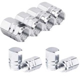 Set 8 Capace Hexagonale pentru Valva Auto, Aliaj Aluminiu, Lungime 1.8 cm, Argintiu
