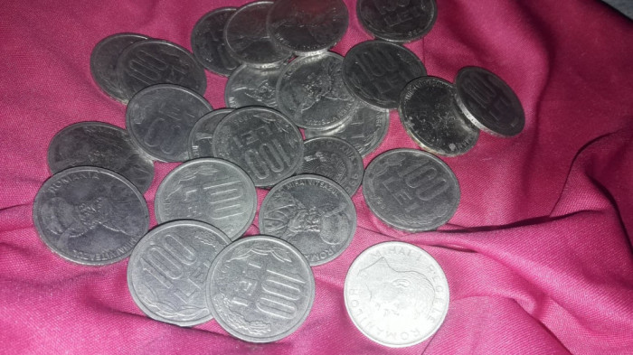 lot Moneda 100 lei, Romania,1991-1992-1993-1994-1995-1996,pt.colectionari