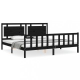 Cumpara ieftin Cadru pat cu tablie 200x200 cm, negru, lemn masiv