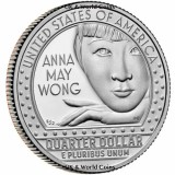 Quarter SUA Anna May Wong 2022 P UNC, Seria Femei Celebre, Moneda Statelor Unite
