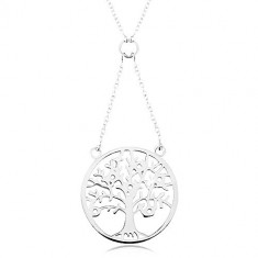 Colier din argint 925, lanț și pandantiv - arborele vieții decorat cu zirconii
