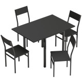 HOMCOM Set Masă și Scaune Dining 5 Piese Extensibil cu MDF și Metal, 80-120 cm, 4 Scaune Stivuibile, Negru | Aosom Romania