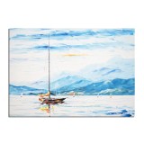 Tablou peisaj cu veliere pictat manual, 70x50cm ulei pe panza in cutit efect 3D, Spectaculos