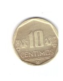 Moneda Peru 10 centimos 2013, stare buna, curata