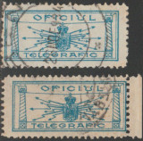 1934-1948 Romania - Set 2 vignete circulate pentru telegrame, Oficiul Telegrafic, Istorie, Stampilat