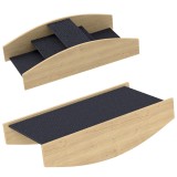 PawHut Balansier de agilitate pentru c&acirc;ini, 2-in-1 balansier și scară, antiderapant, lemn de brad, 80 x 39,5 cm | Aosom Romania