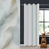 Perdea Decorativă, Model cu Dungi, Culoare Alb-Verde Menta, Dimensiuni 140x260cm, Inele pentru Fixare, Material Poliester, Oem